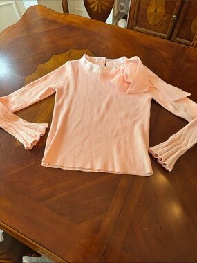 ChicWish Pink Sweater with Organza tie